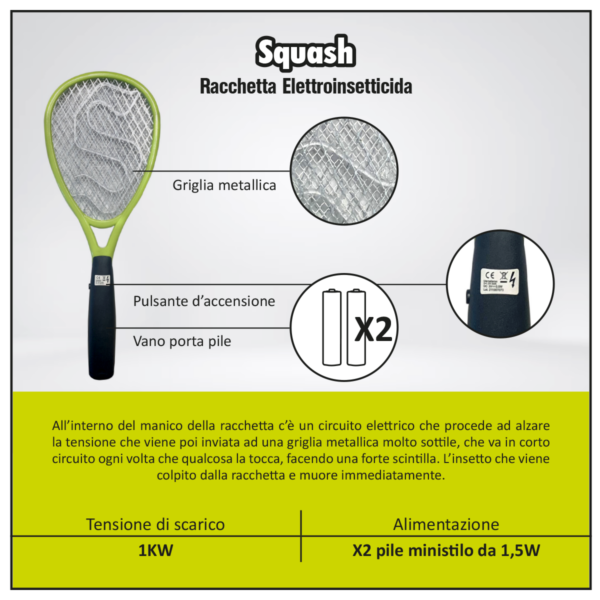 RACCHETTA ELETTROINSETTICIDA "SQUASH" - immagine 3